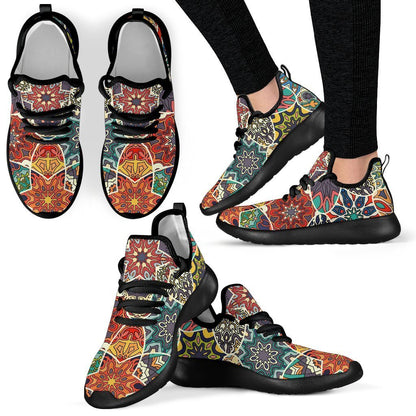 Mandala Star Bohemian Pattern Print Mesh Knit Shoes GearFrost