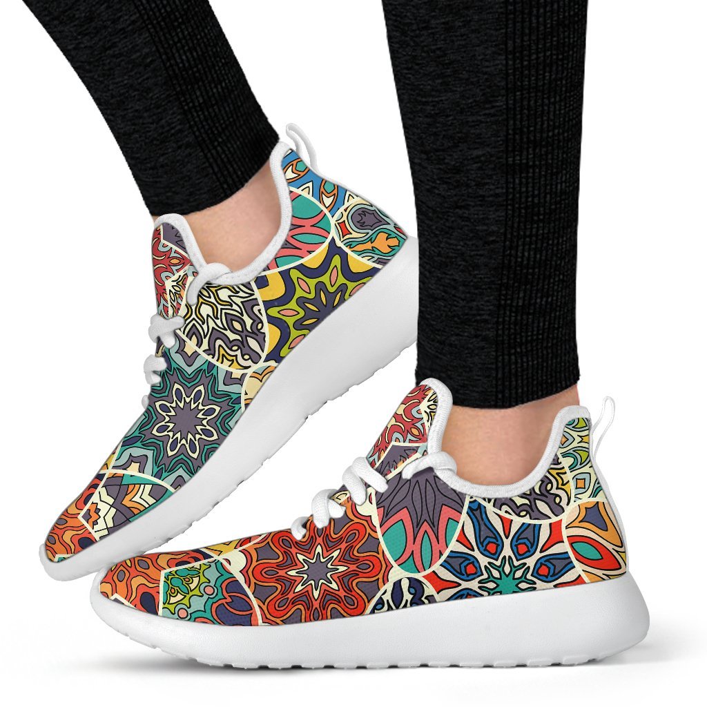 Mandala Star Bohemian Pattern Print Mesh Knit Shoes GearFrost