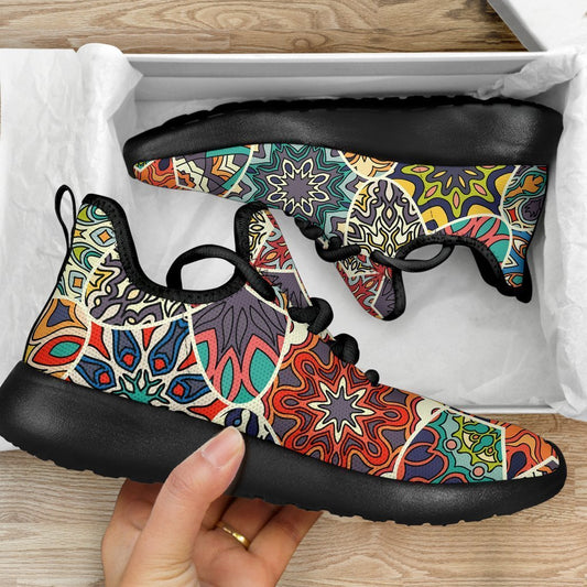 Mandala Star Bohemian Pattern Print Mesh Knit Shoes GearFrost