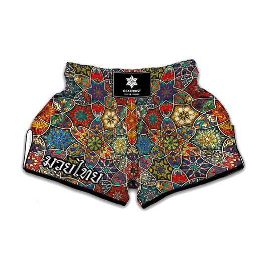 Mandala Star Bohemian Pattern Print Muay Thai Boxing Shorts