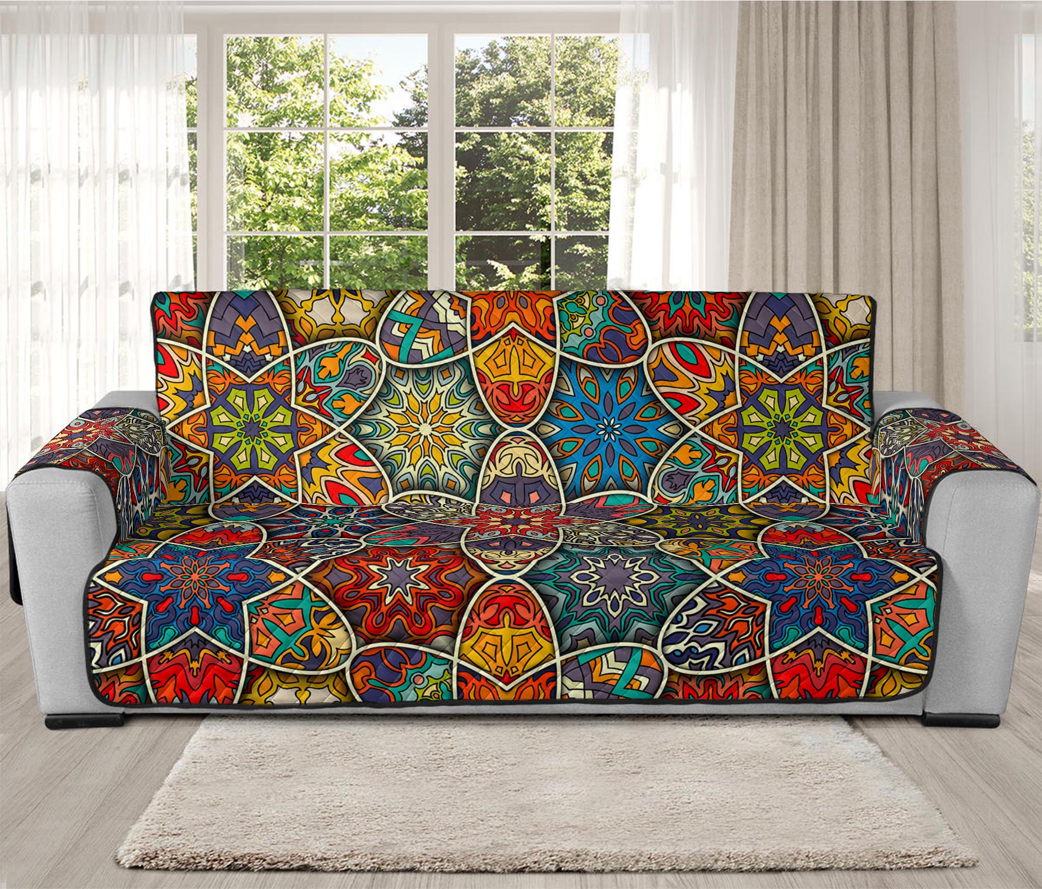 Mandala Star Bohemian Pattern Print Oversized Sofa Protector