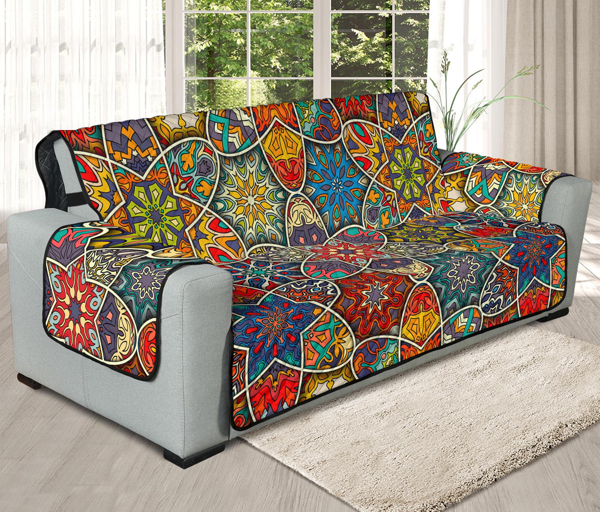 Mandala Star Bohemian Pattern Print Oversized Sofa Protector