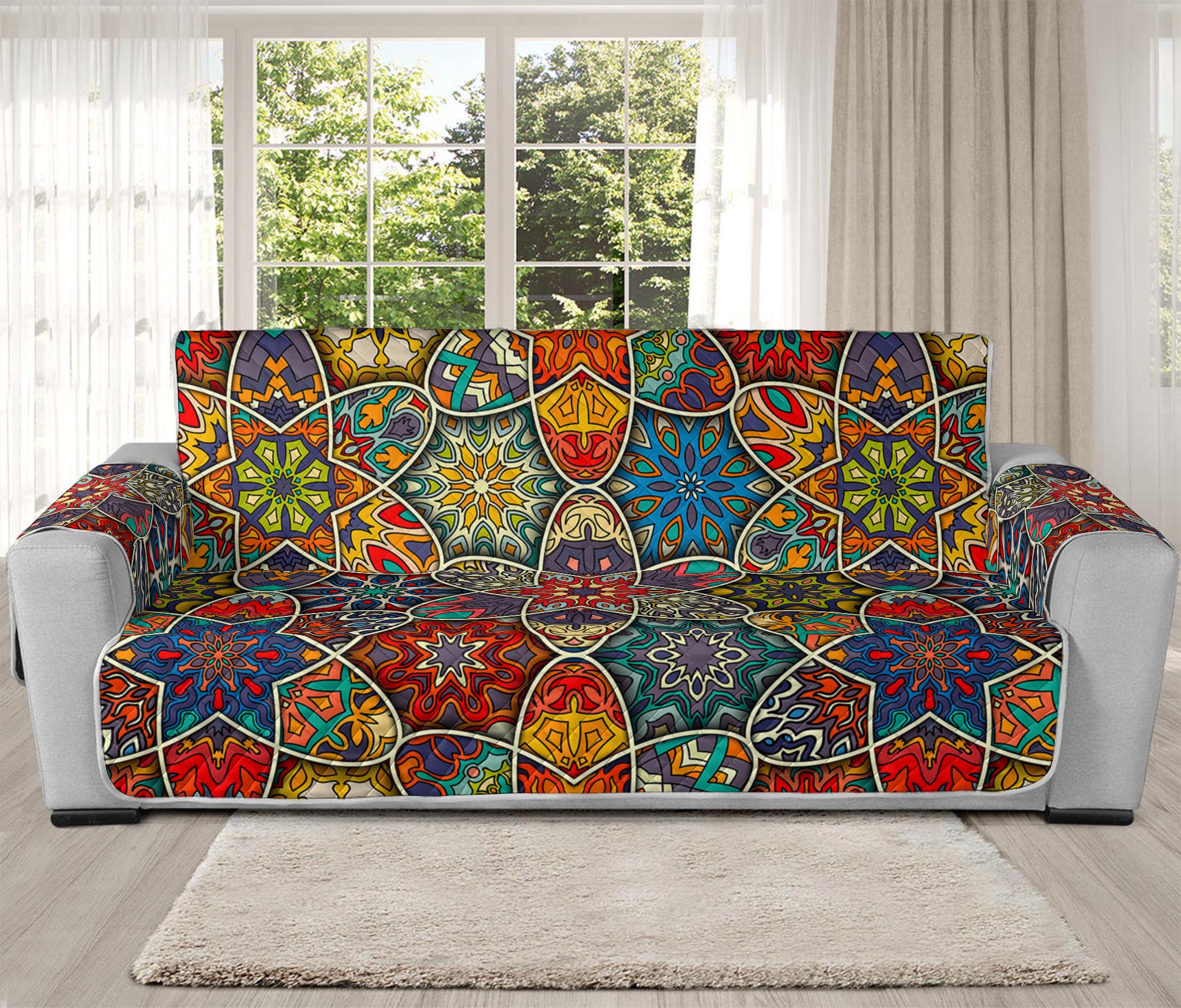 Mandala Star Bohemian Pattern Print Oversized Sofa Protector