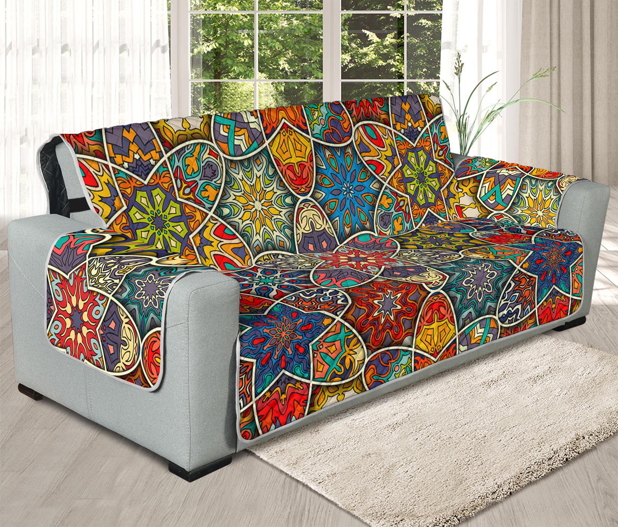 Mandala Star Bohemian Pattern Print Oversized Sofa Protector