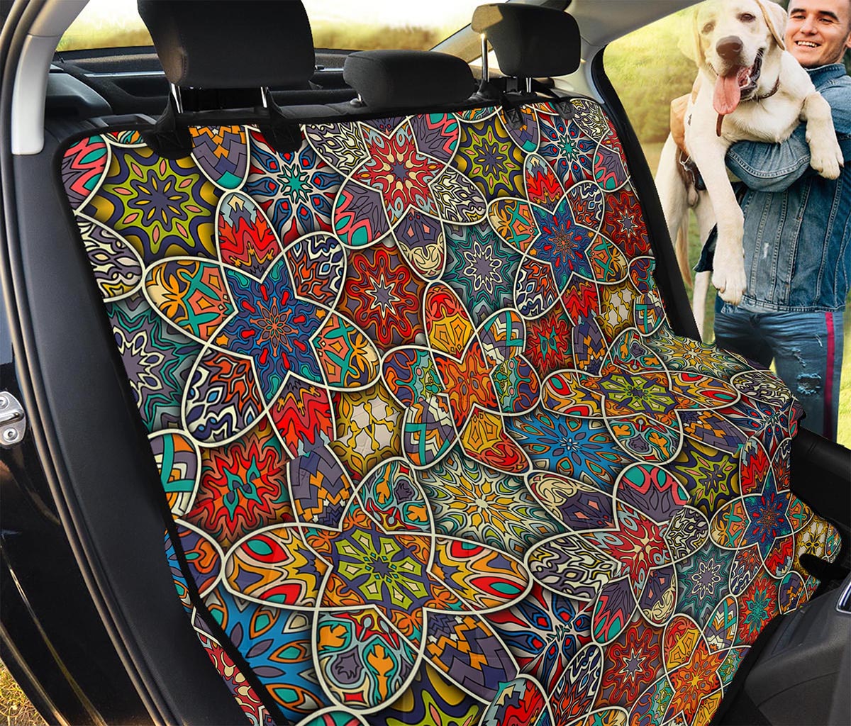 Mandala Star Bohemian Pattern Print Pet Car Back Seat Cover