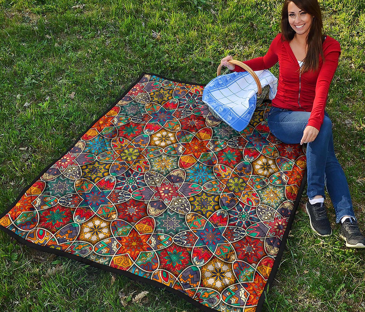 Mandala Star Bohemian Pattern Print Quilt