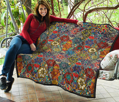 Mandala Star Bohemian Pattern Print Quilt