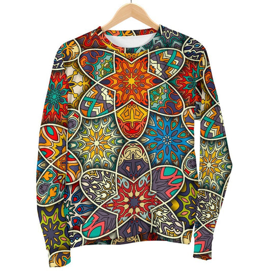 Mandala Star Bohemian Pattern Print Women's Crewneck Sweatshirt GearFrost