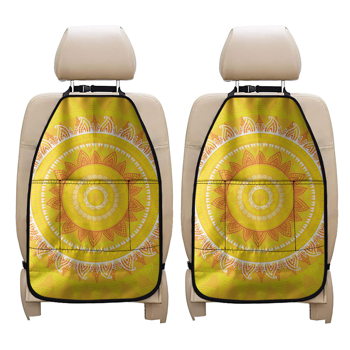 Mandala Sun Print Car Seat Organizers