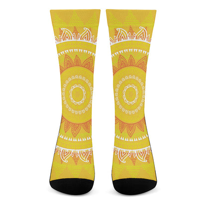 Mandala Sun Print Crew Socks