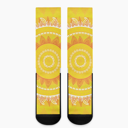 Mandala Sun Print Crew Socks