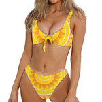 Mandala Sun Print Front Bow Tie Bikini
