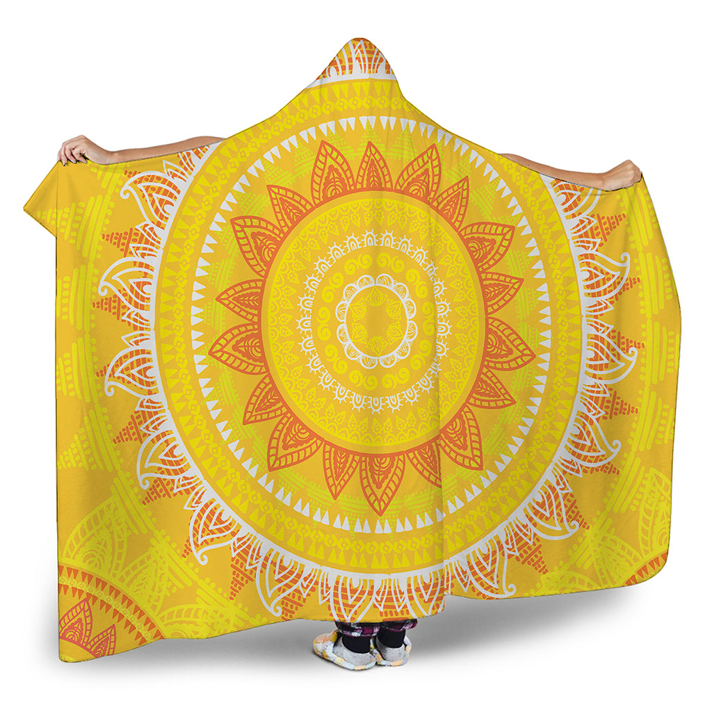 Mandala Sun Print Hooded Blanket