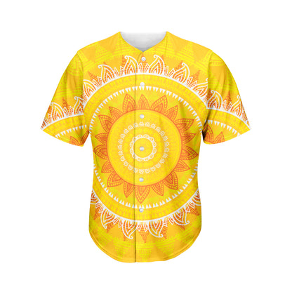 Mandala Sun Print Men's Baseball Jersey