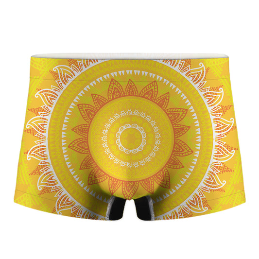 Mandala Sun Print Men's Boxer Briefs