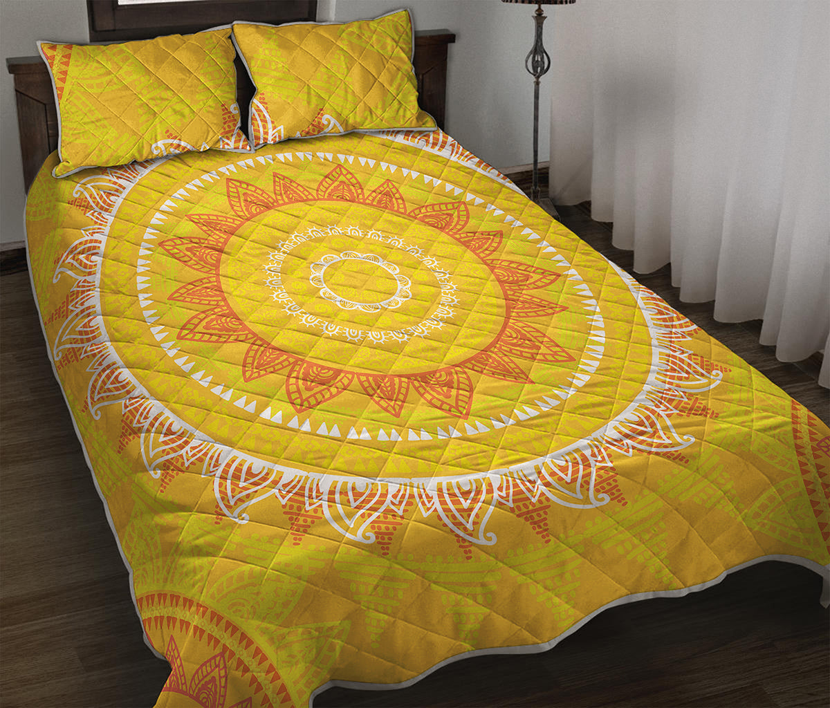 Mandala Sun Print Quilt Bed Set