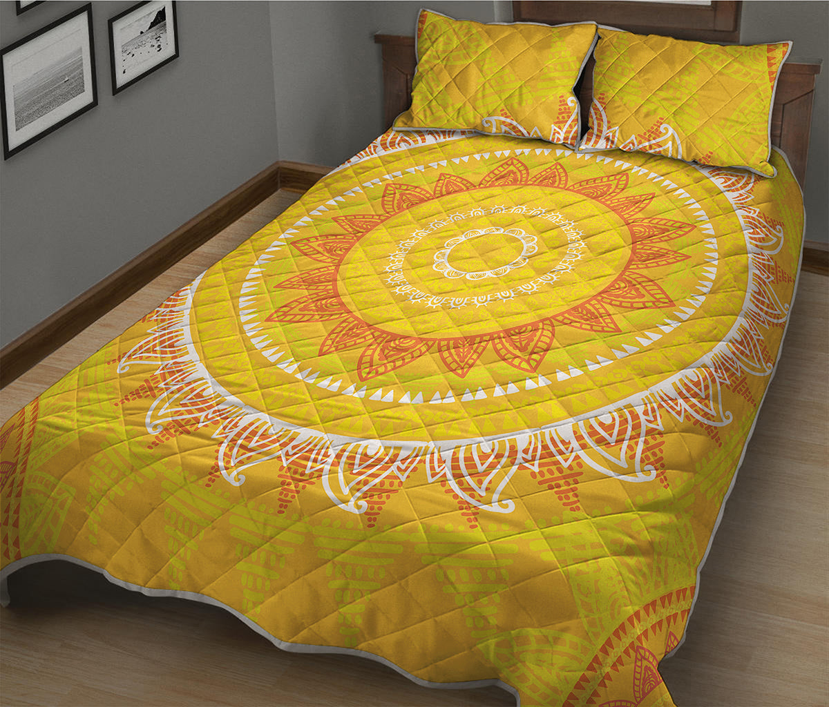 Mandala Sun Print Quilt Bed Set