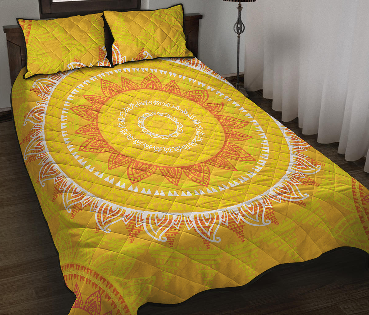 Mandala Sun Print Quilt Bed Set