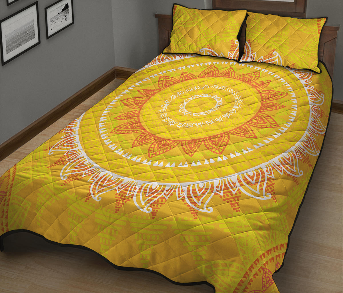 Mandala Sun Print Quilt Bed Set