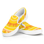 Mandala Sun Print White Slip On Shoes