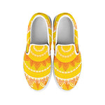 Mandala Sun Print White Slip On Shoes