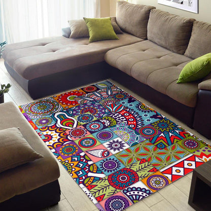 Mandala Tile Bohemian Pattern Print Area Rug GearFrost
