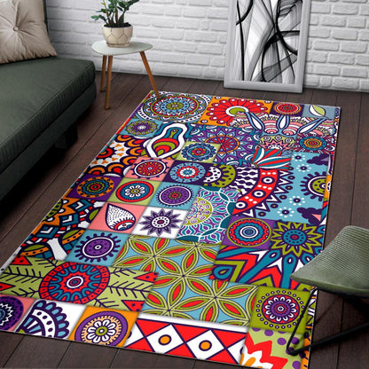 Mandala Tile Bohemian Pattern Print Area Rug GearFrost