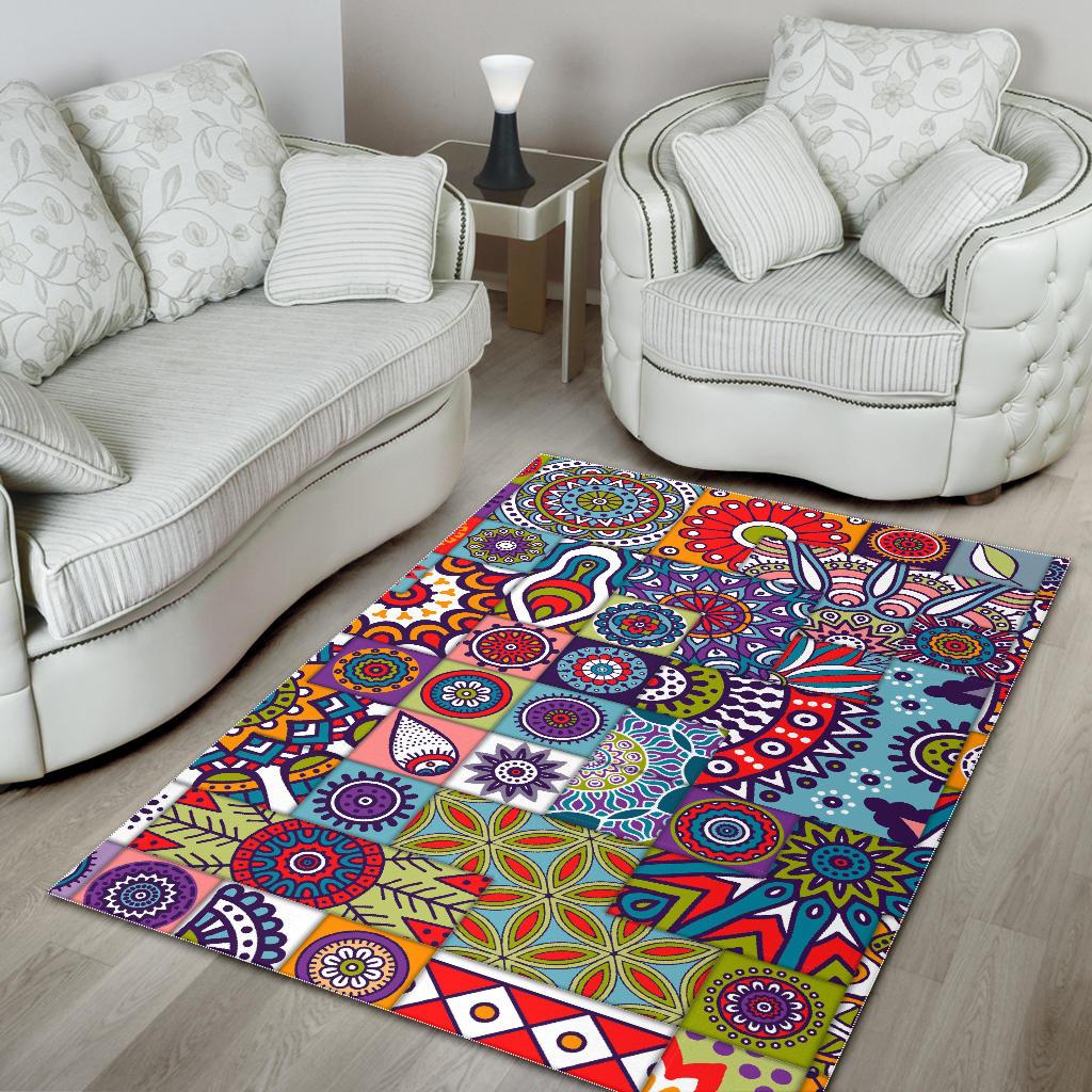 Mandala Tile Bohemian Pattern Print Area Rug GearFrost