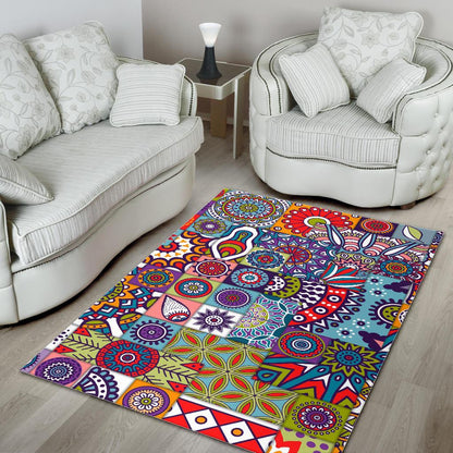 Mandala Tile Bohemian Pattern Print Area Rug GearFrost