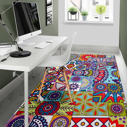 Mandala Tile Bohemian Pattern Print Area Rug GearFrost