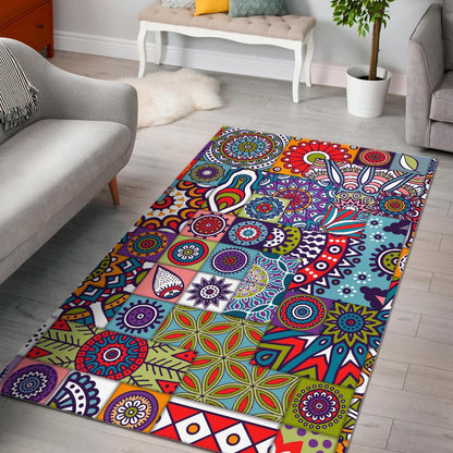 Mandala Tile Bohemian Pattern Print Area Rug GearFrost