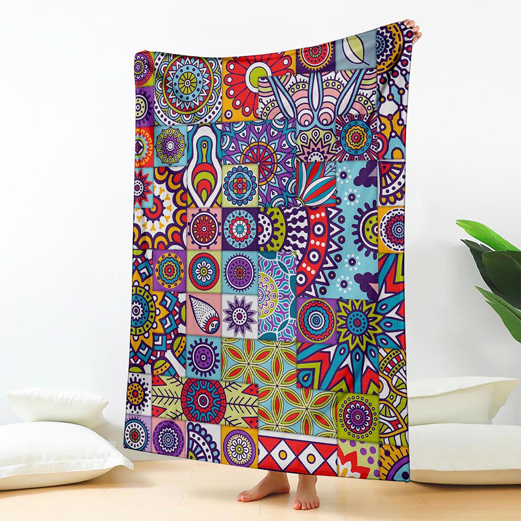 Mandala Tile Bohemian Pattern Print Blanket