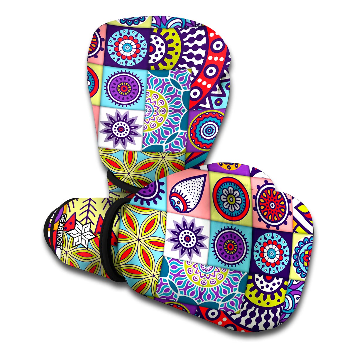 Mandala Tile Bohemian Pattern Print Boxing Gloves