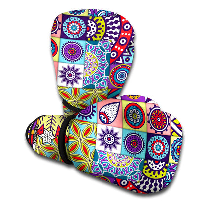 Mandala Tile Bohemian Pattern Print Boxing Gloves