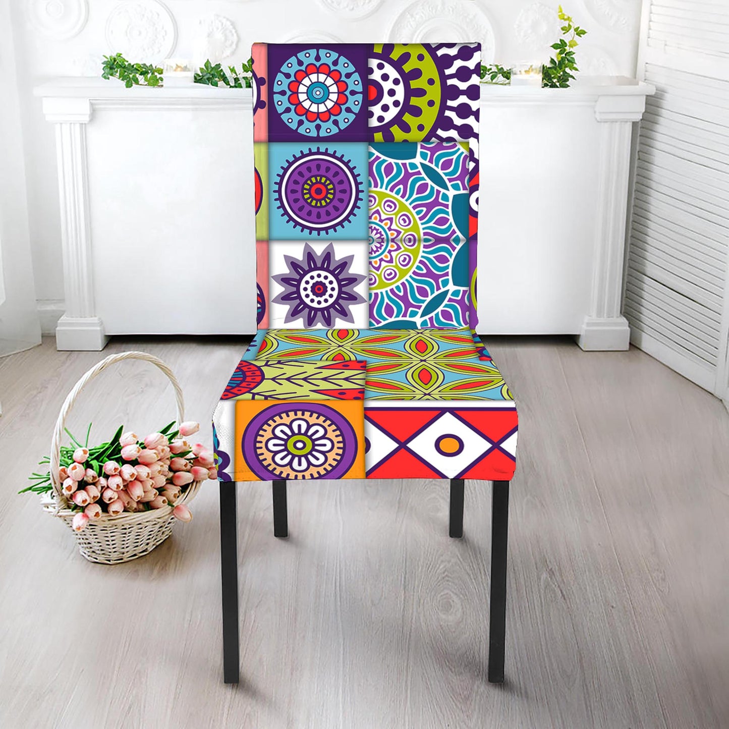 Mandala Tile Bohemian Pattern Print Dining Chair Slipcover