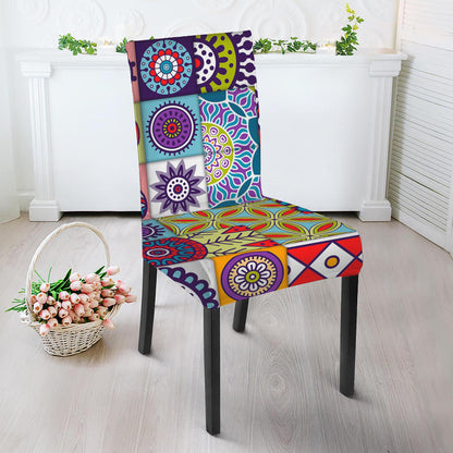 Mandala Tile Bohemian Pattern Print Dining Chair Slipcover