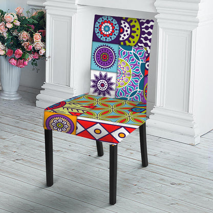 Mandala Tile Bohemian Pattern Print Dining Chair Slipcover