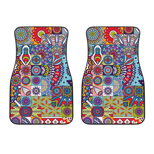 Mandala Tile Bohemian Pattern Print Front Car Floor Mats