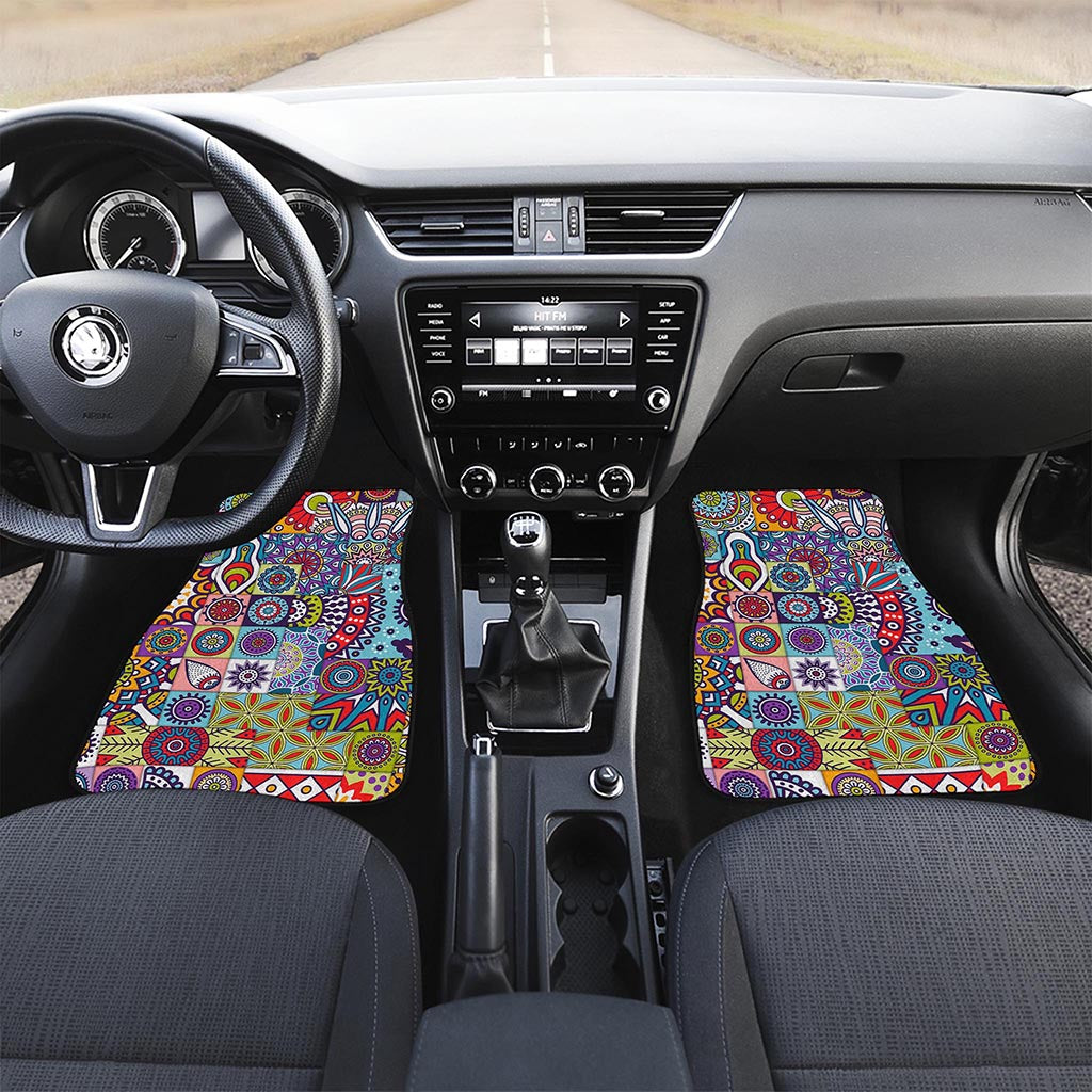 Mandala Tile Bohemian Pattern Print Front Car Floor Mats
