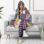 Mandala Tile Bohemian Pattern Print Hooded Blanket