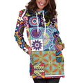 Mandala Tile Bohemian Pattern Print Pullover Hoodie Dress