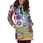 Mandala Tile Bohemian Pattern Print Hoodie Dress GearFrost
