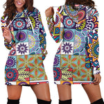 Mandala Tile Bohemian Pattern Print Hoodie Dress GearFrost