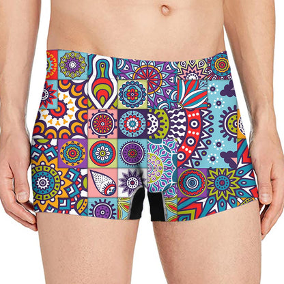 Mandala Tile Bohemian Pattern Print Men's Boxer Briefs