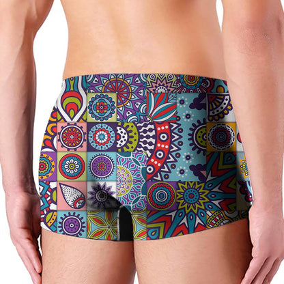 Mandala Tile Bohemian Pattern Print Men's Boxer Briefs