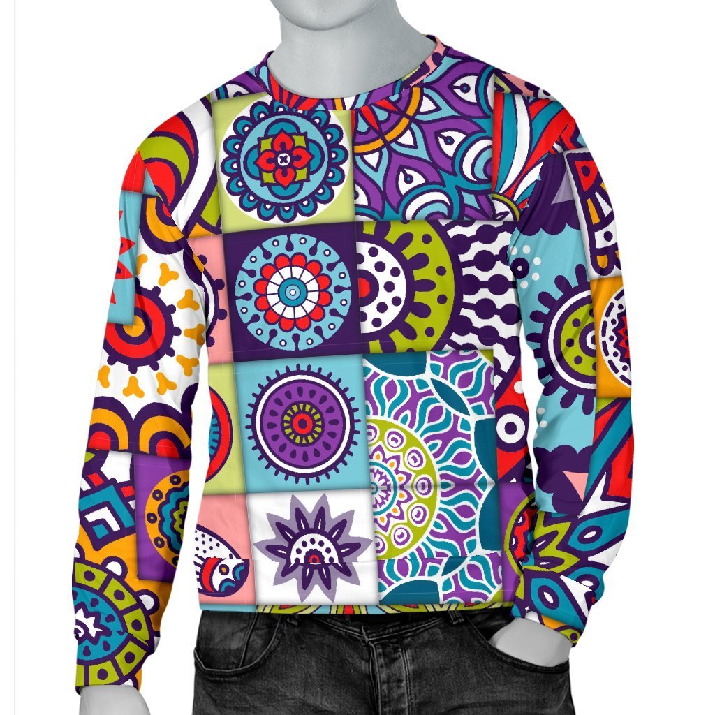 Mandala Tile Bohemian Pattern Print Men's Crewneck Sweatshirt GearFrost