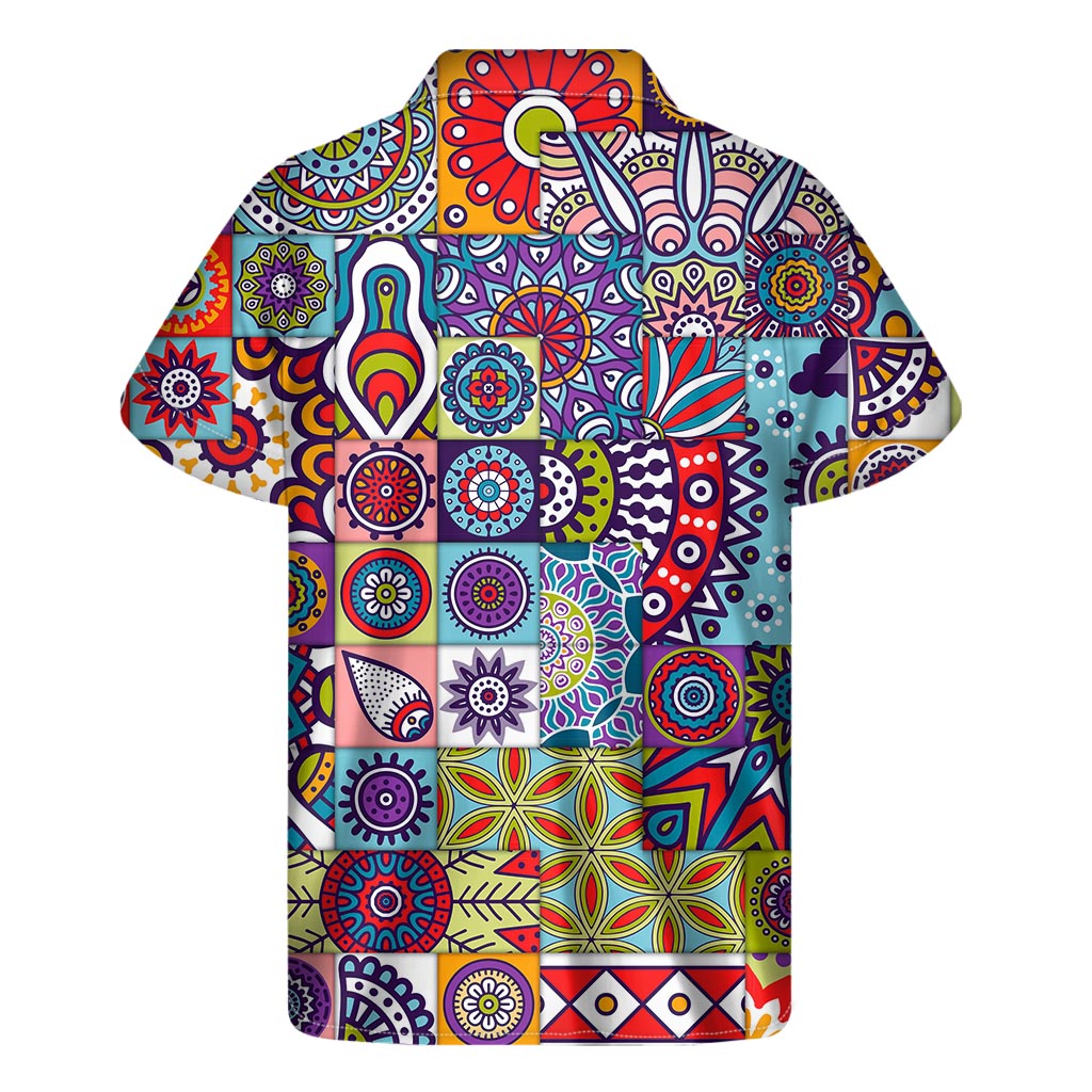 Mandala Tile Bohemian Pattern Print Men's Short Sleeve Shirt