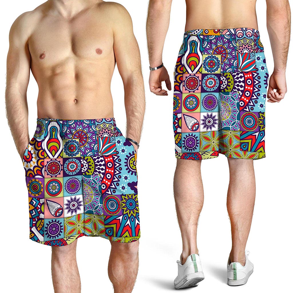 Mandala Tile Bohemian Pattern Print Men's Shorts
