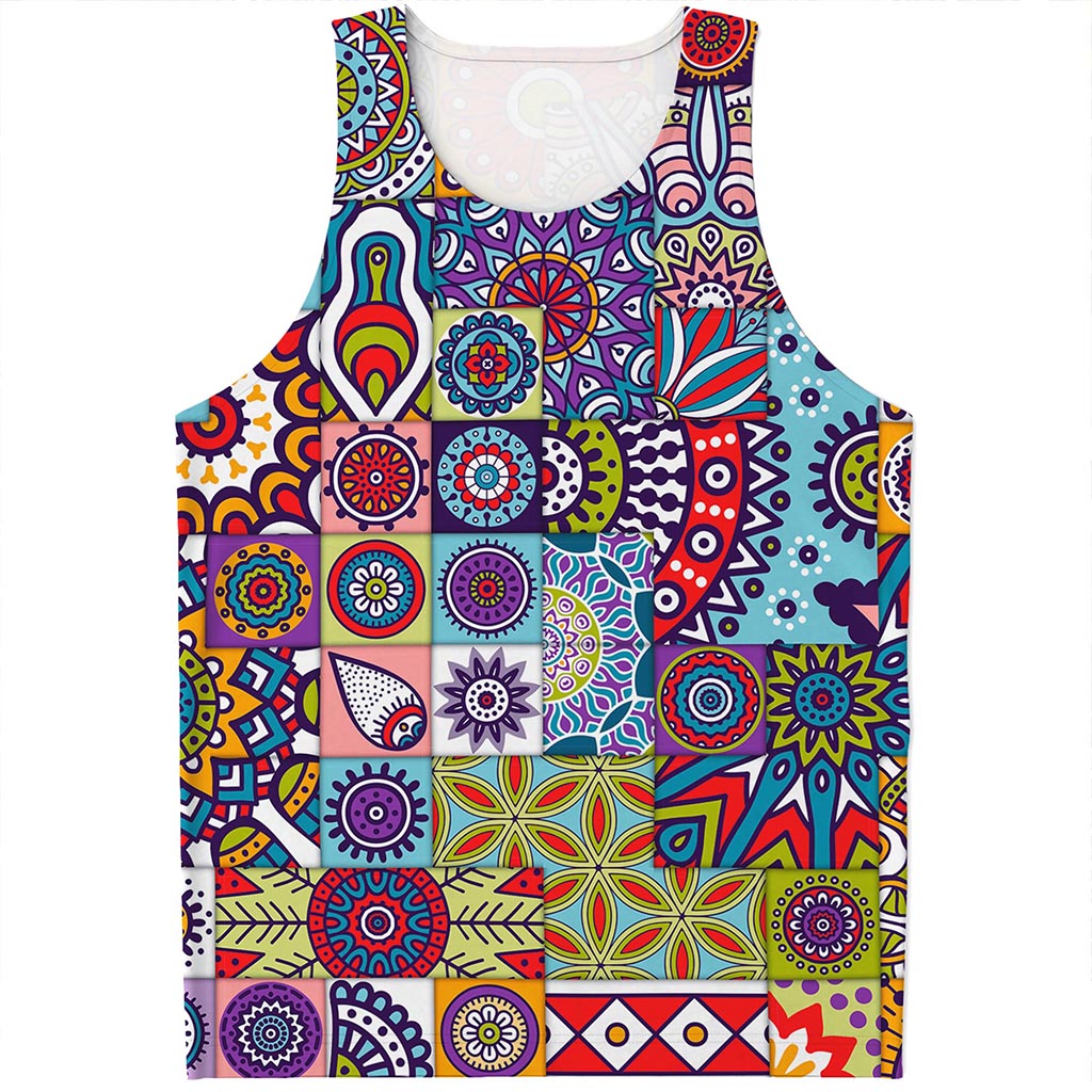 Mandala Tile Bohemian Pattern Print Men's Tank Top
