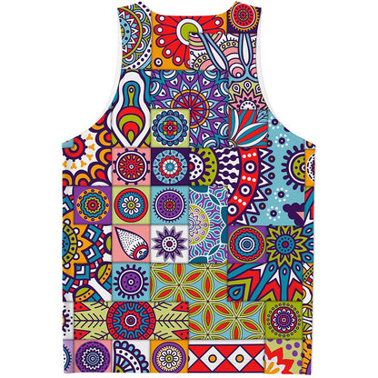 Mandala Tile Bohemian Pattern Print Men's Tank Top